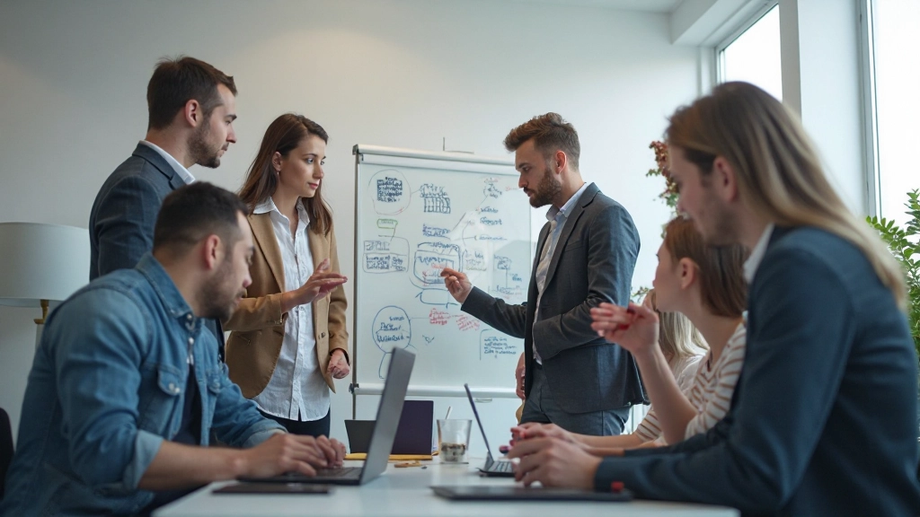 Команда программистов обсуждает схему базы данных